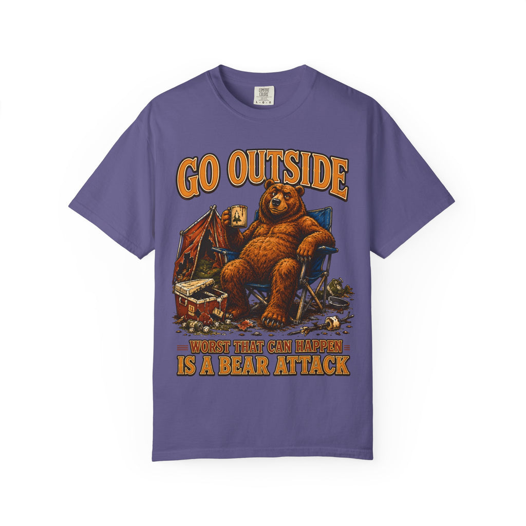 Go Outside Worst That Can Happen Is A Bear Attack Camp Tee