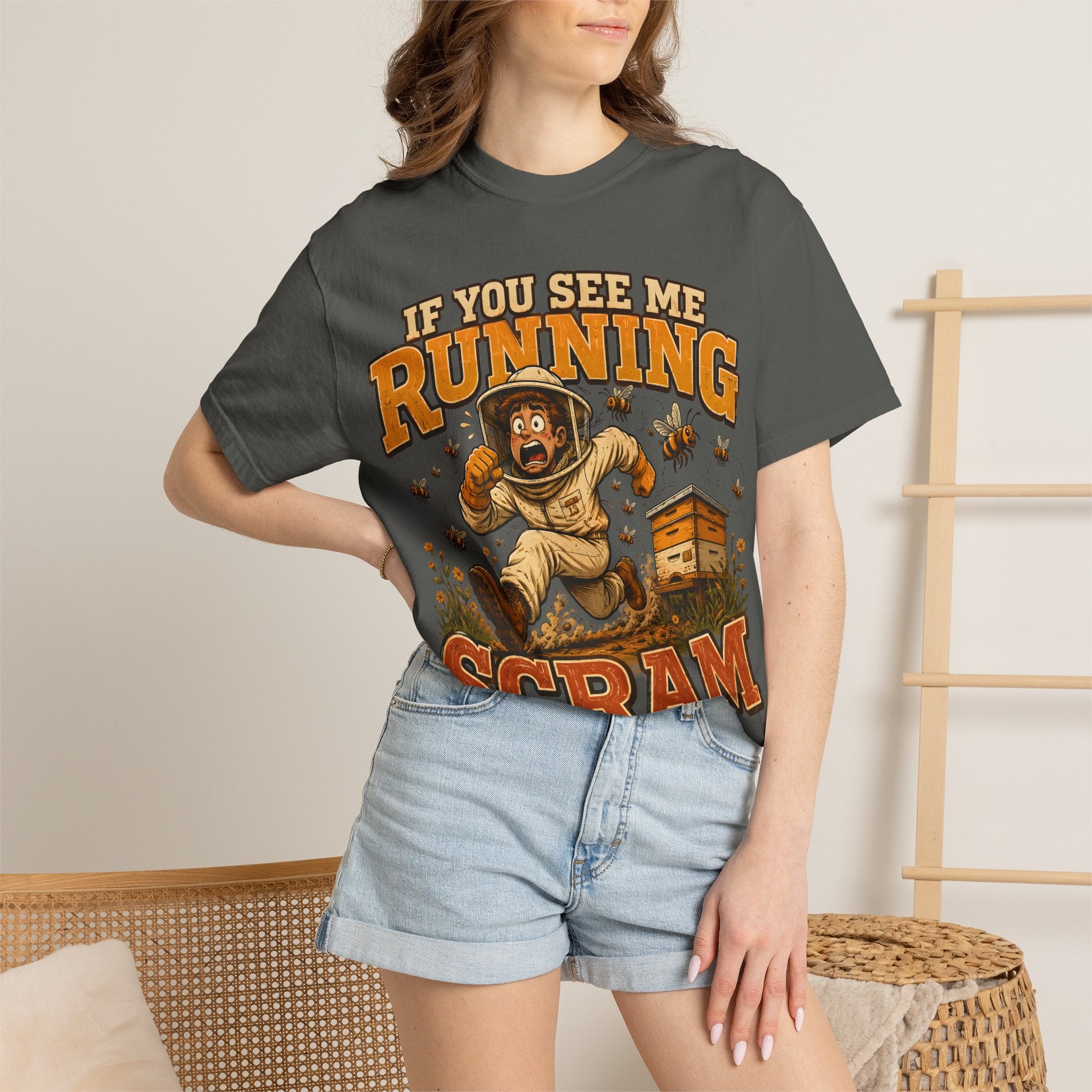 If You See Me Running Scram Funny Beekeeping Shirt