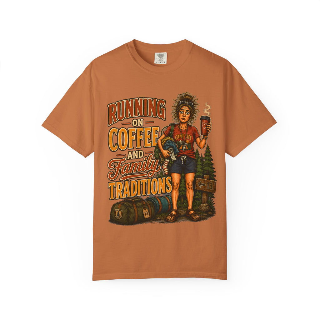 Running on Coffee and Family Traditions — Camping Humor Tee