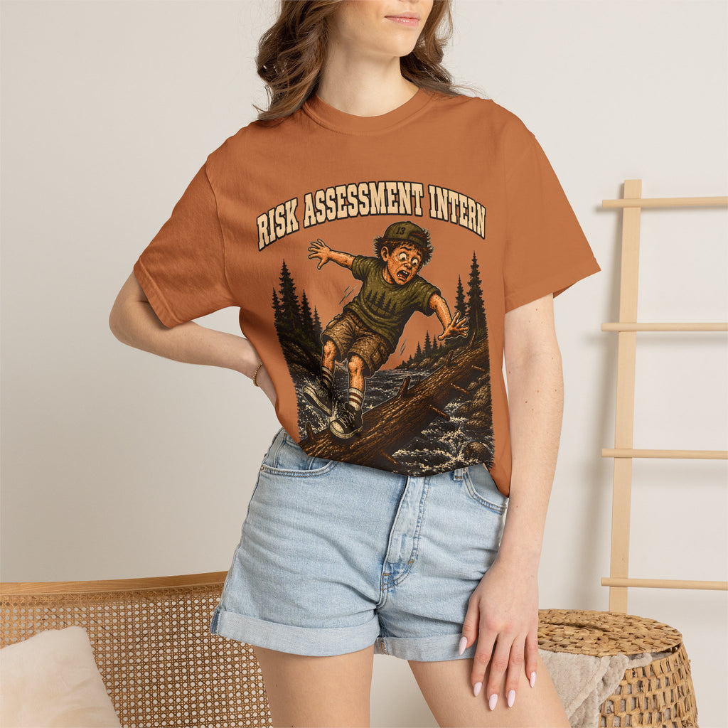 Risk Assessment Intern Looks Safe — Funny Camping Humor Tee