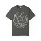 Mountain Campsite Night Scene Shirt — Cream Ink Camping Tee
