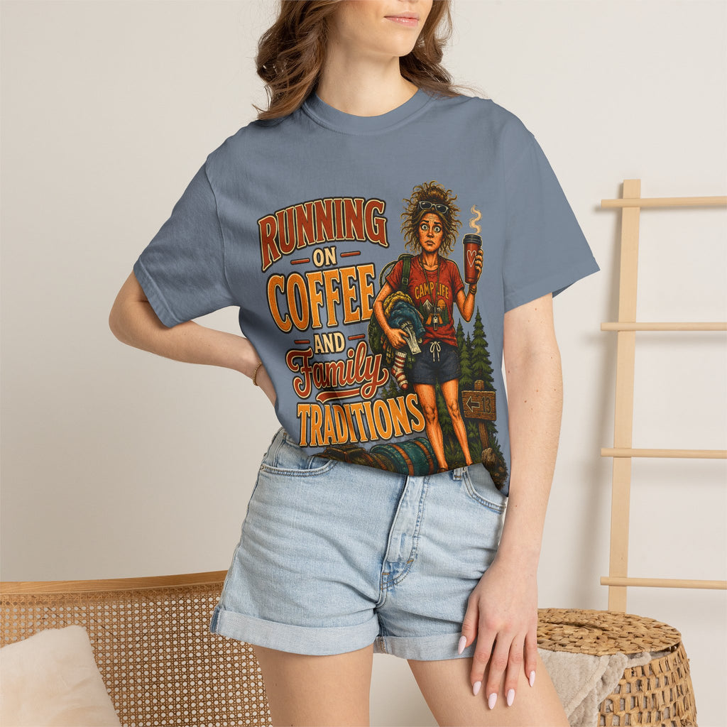 Running on Coffee and Family Traditions — Camping Humor Tee