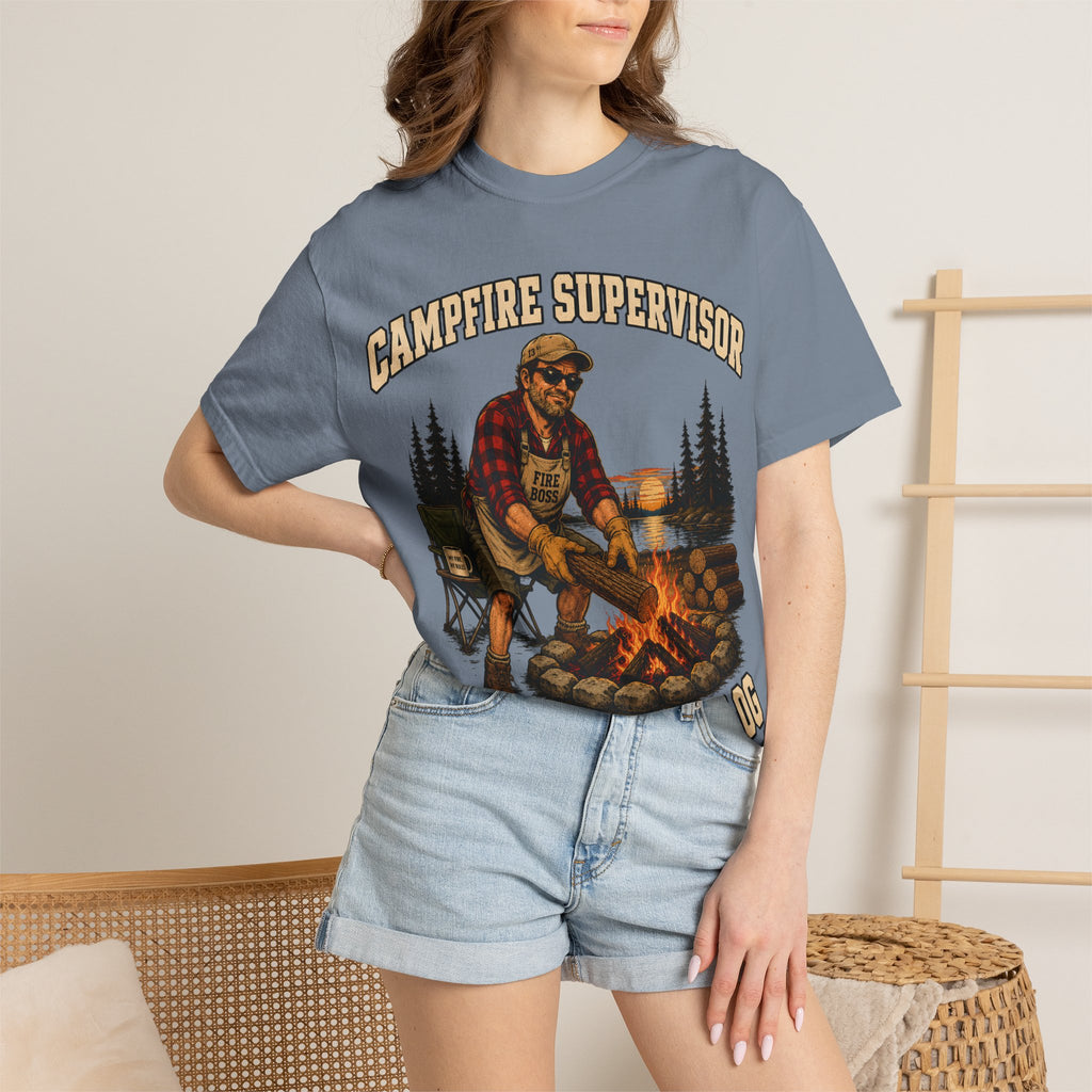 Campfire Supervisor Add Another Log — Funny Camping Dad Tee