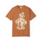 Dog and Squirrel — Vintage Sketch Outdoor Dog Tee