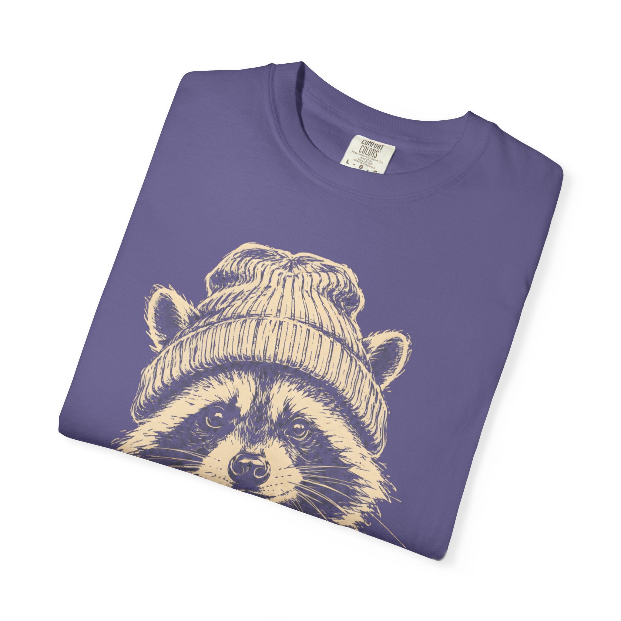 Raccoon in a Beanie — Vintage Sketch Wildlife Outdoor Tee
