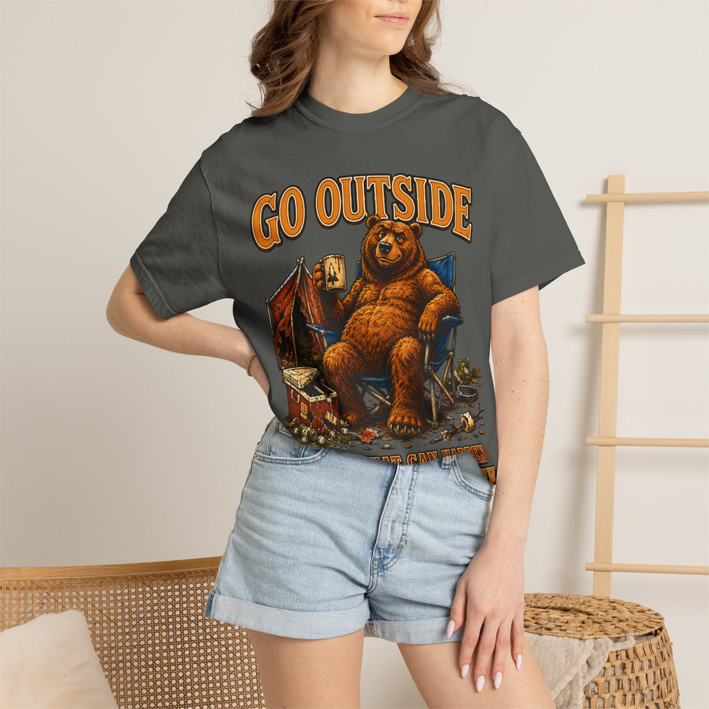 Go Outside Worst That Can Happen Is A Bear Attack Camp Tee