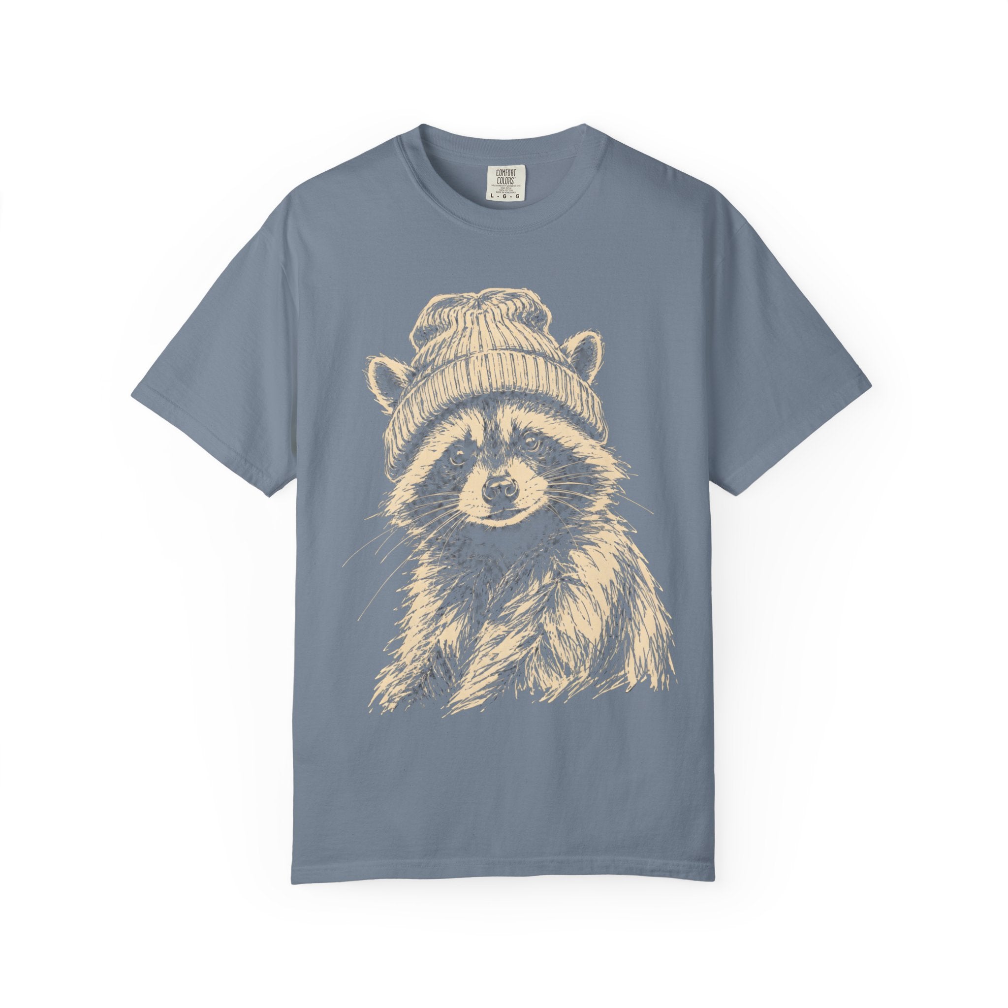 Raccoon in a Beanie — Vintage Sketch Wildlife Outdoor Tee