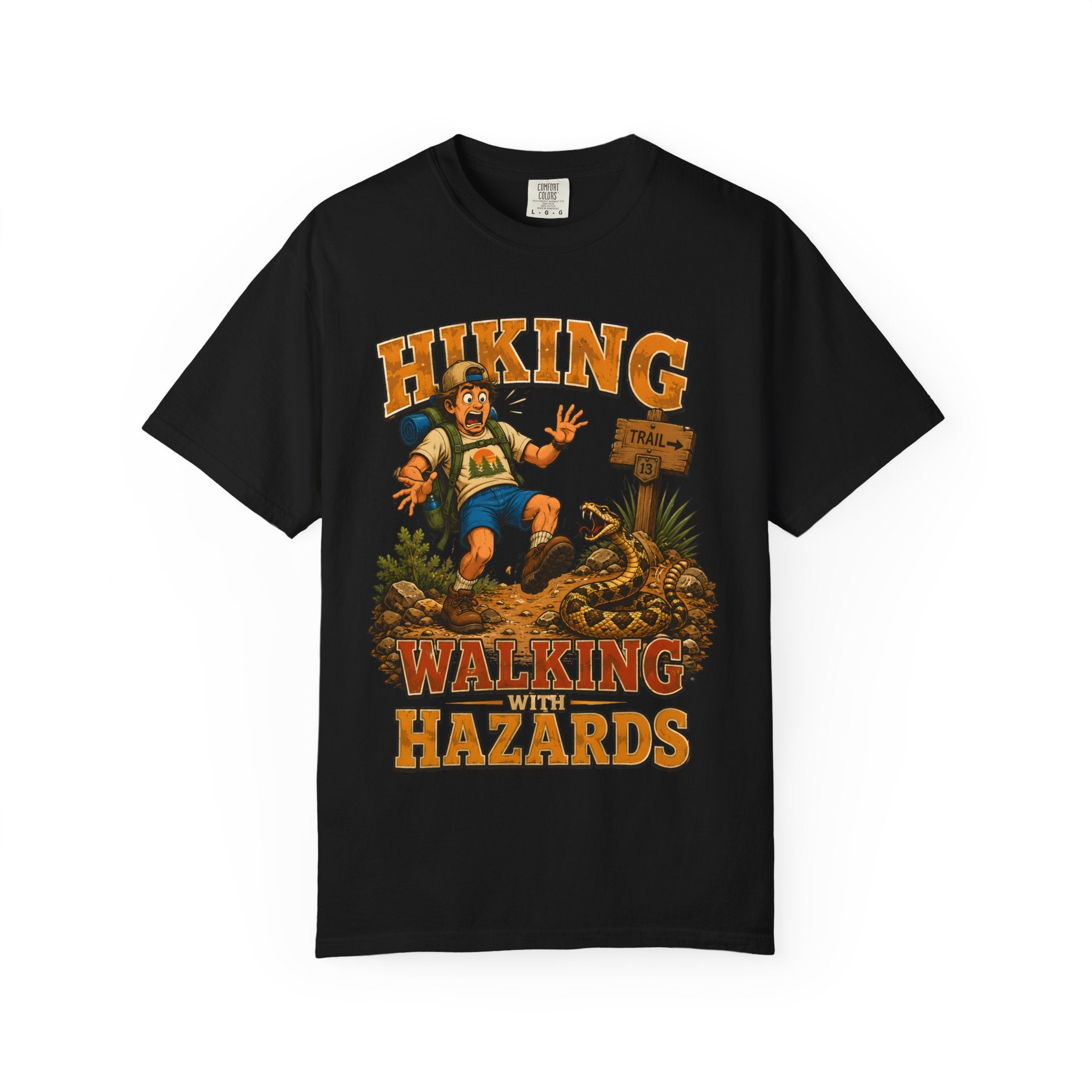 Hiking Walking With Hazards — Funny Rattlesnake Trail Tee