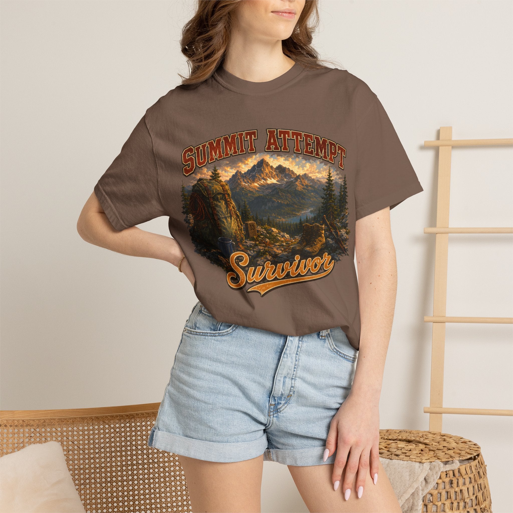 Summit Attempt Survivor Mostly Voluntary — Funny Hiking Tee