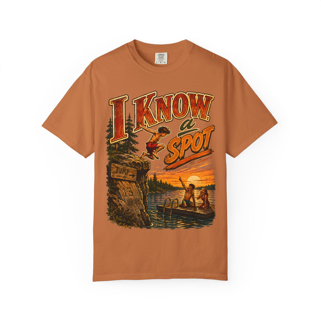 I Know a Spot — Vintage Lake Jumping Summer Camping Tee