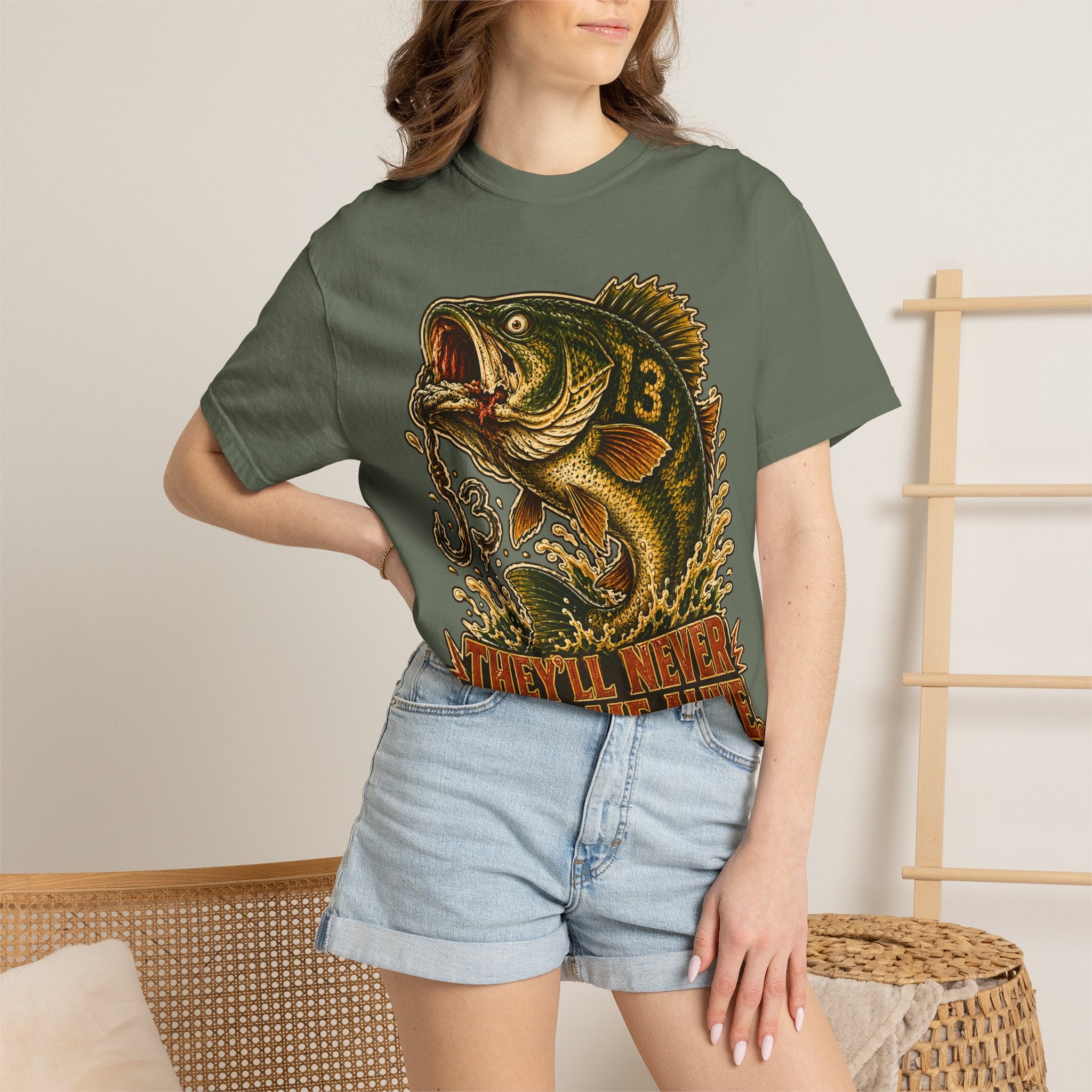 They'll Never Take Me Alive — Funny Bass Fishing Humor Tee