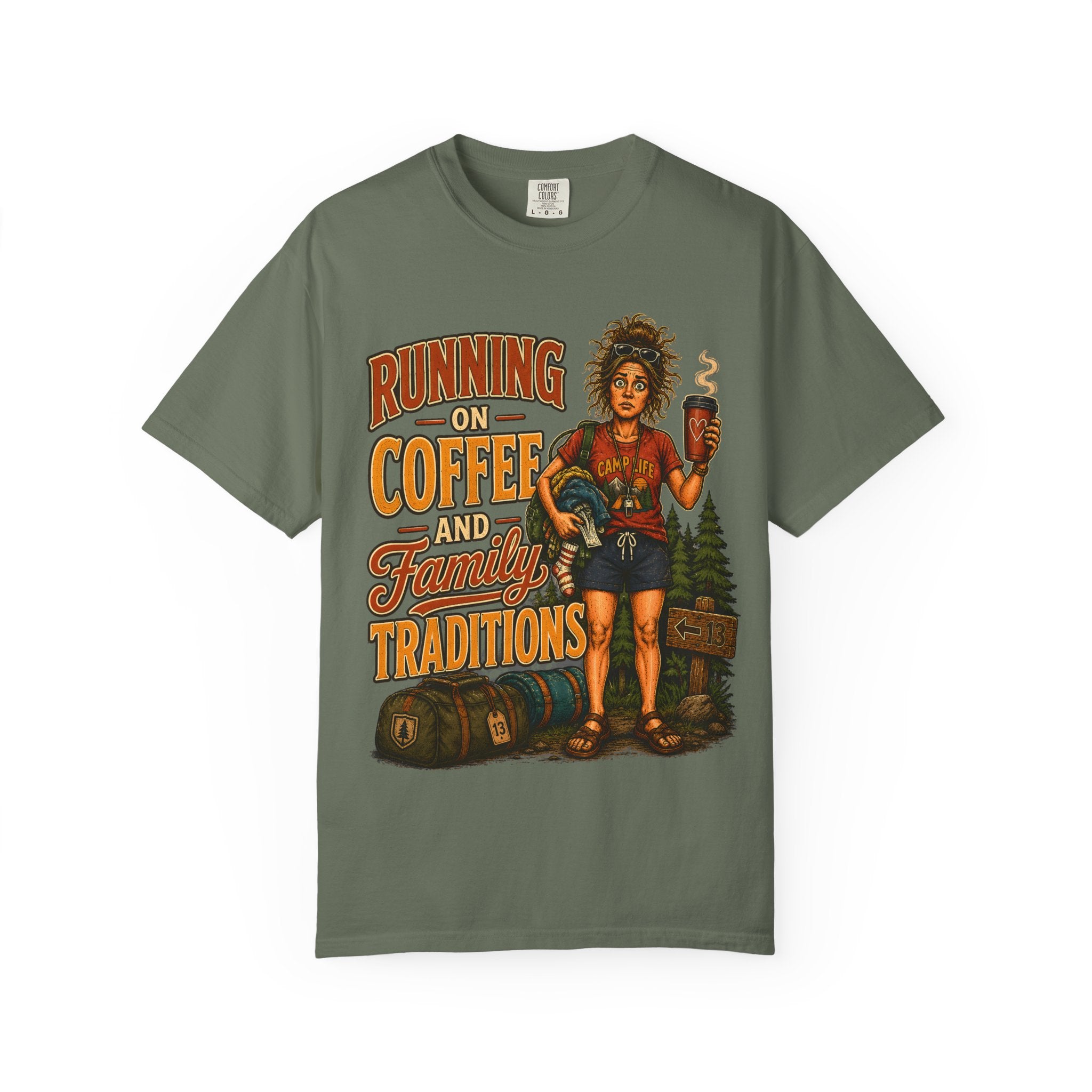 Running on Coffee and Family Traditions — Camping Humor Tee