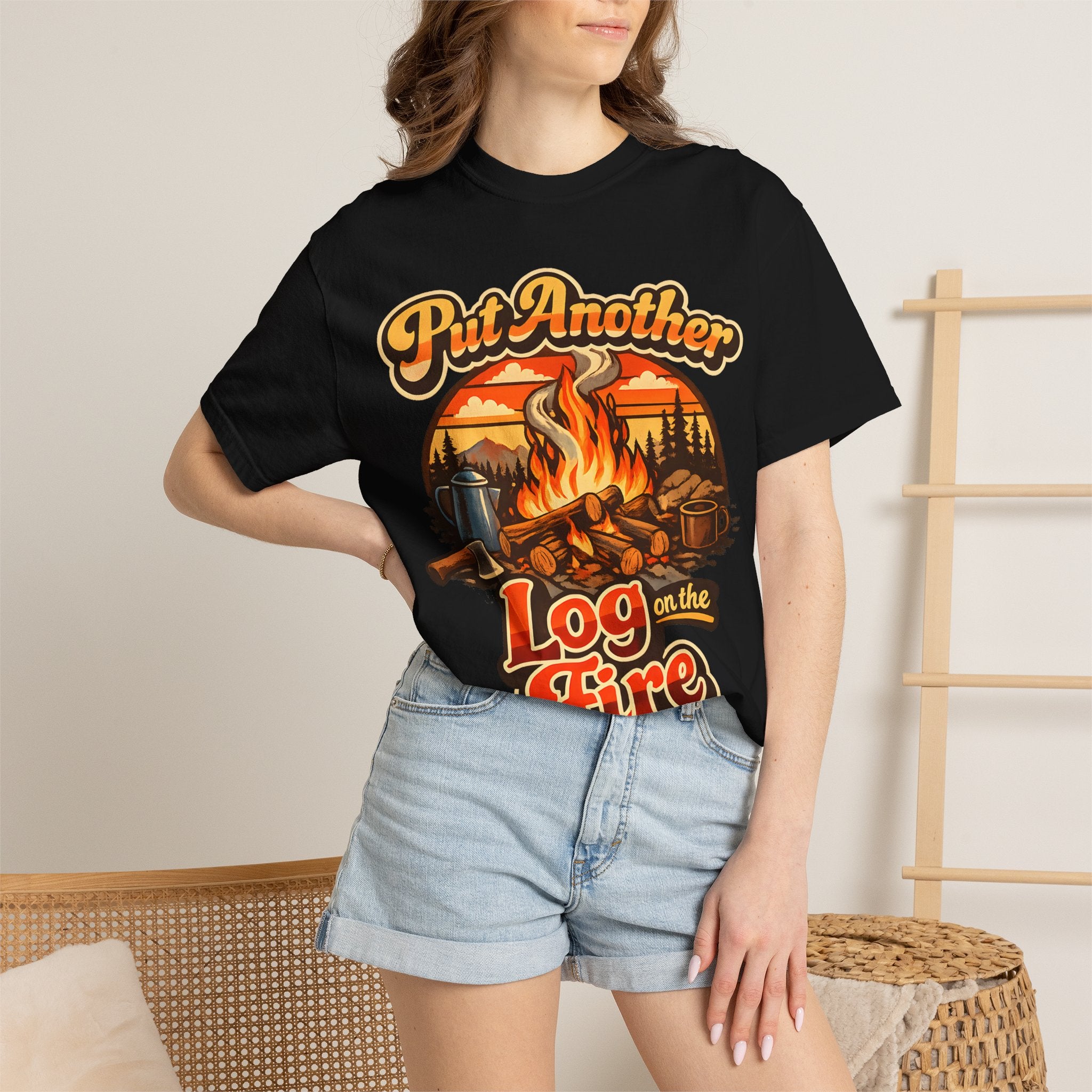 Put Another Log on the Fire — Retro Campfire Tee