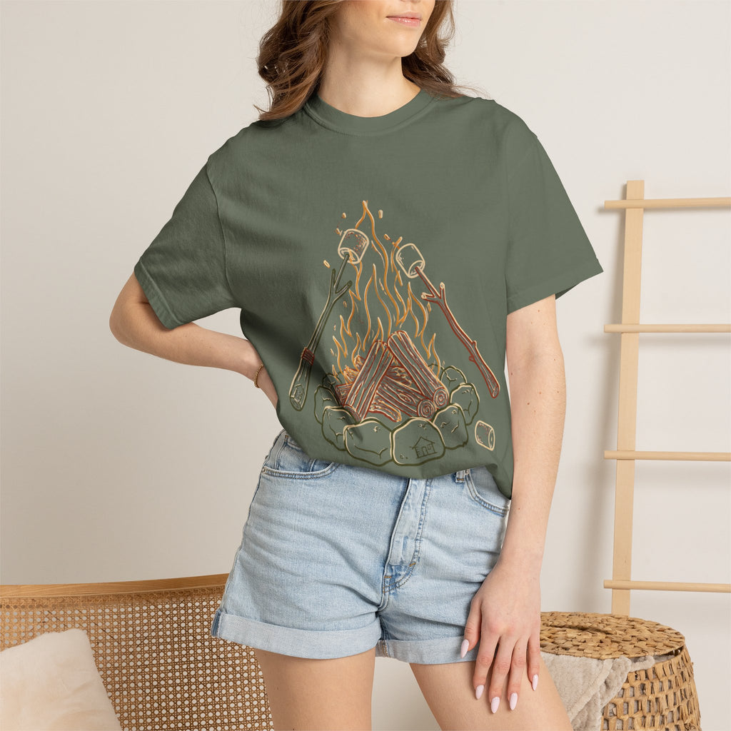 Roasing Marshmallows Line Art T-Shirt