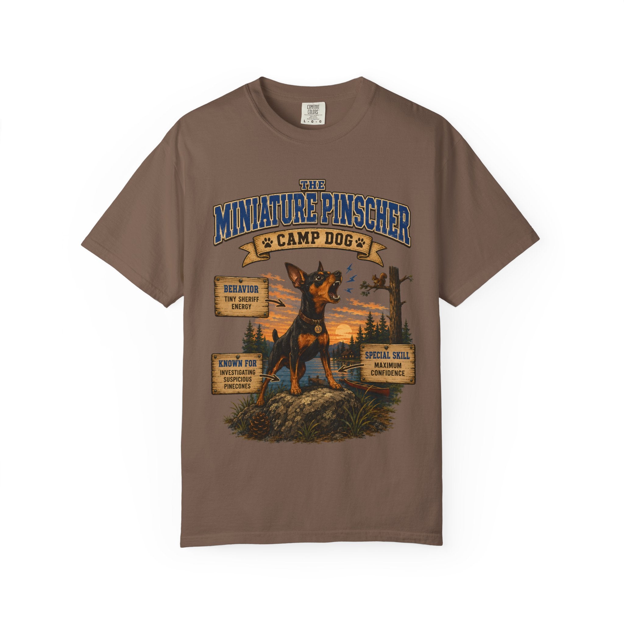 Miniature Pinscher Camp Dog - Tiny Sheriff Energy Tee