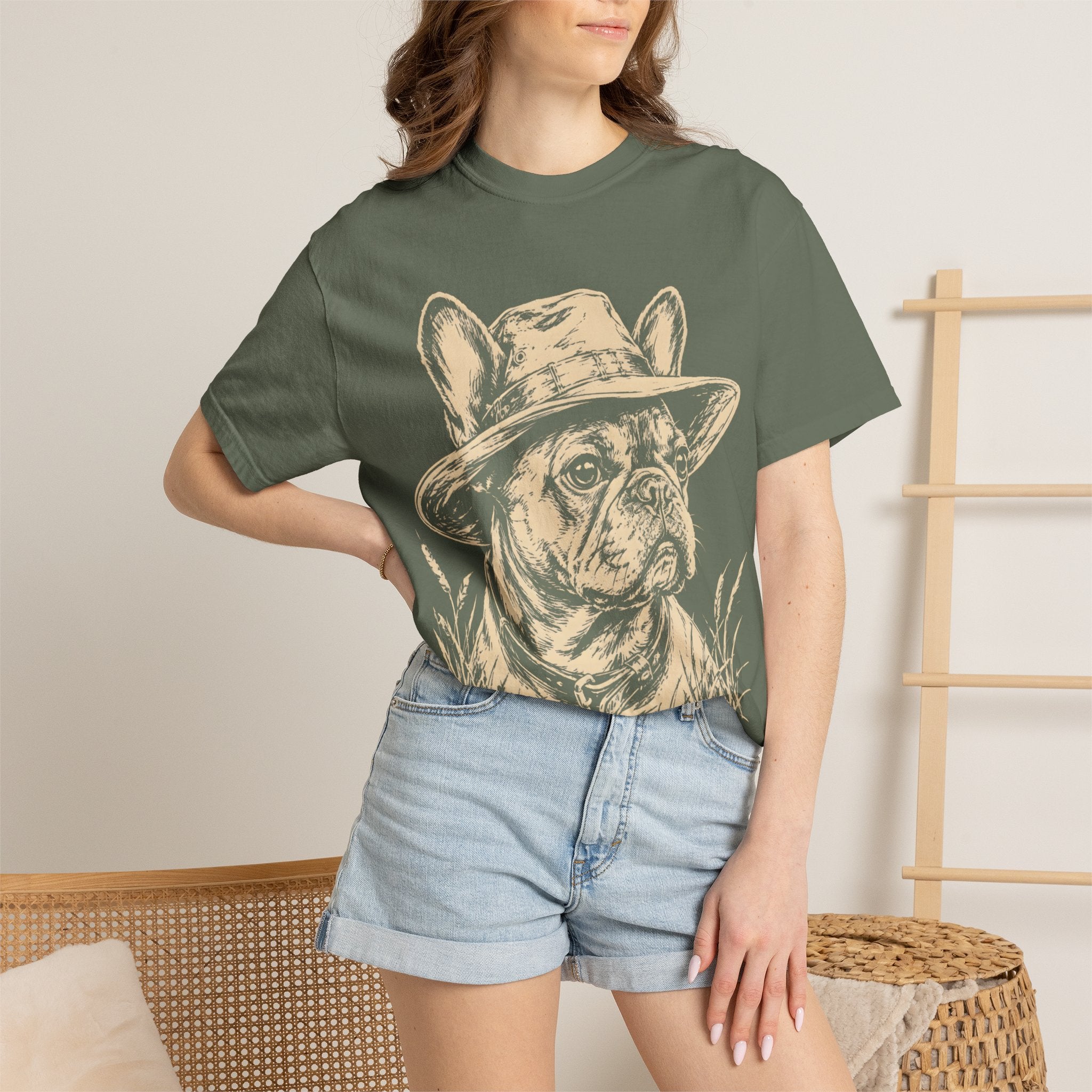 French Bulldog in a Hat — Vintage Sketch Dog Tee