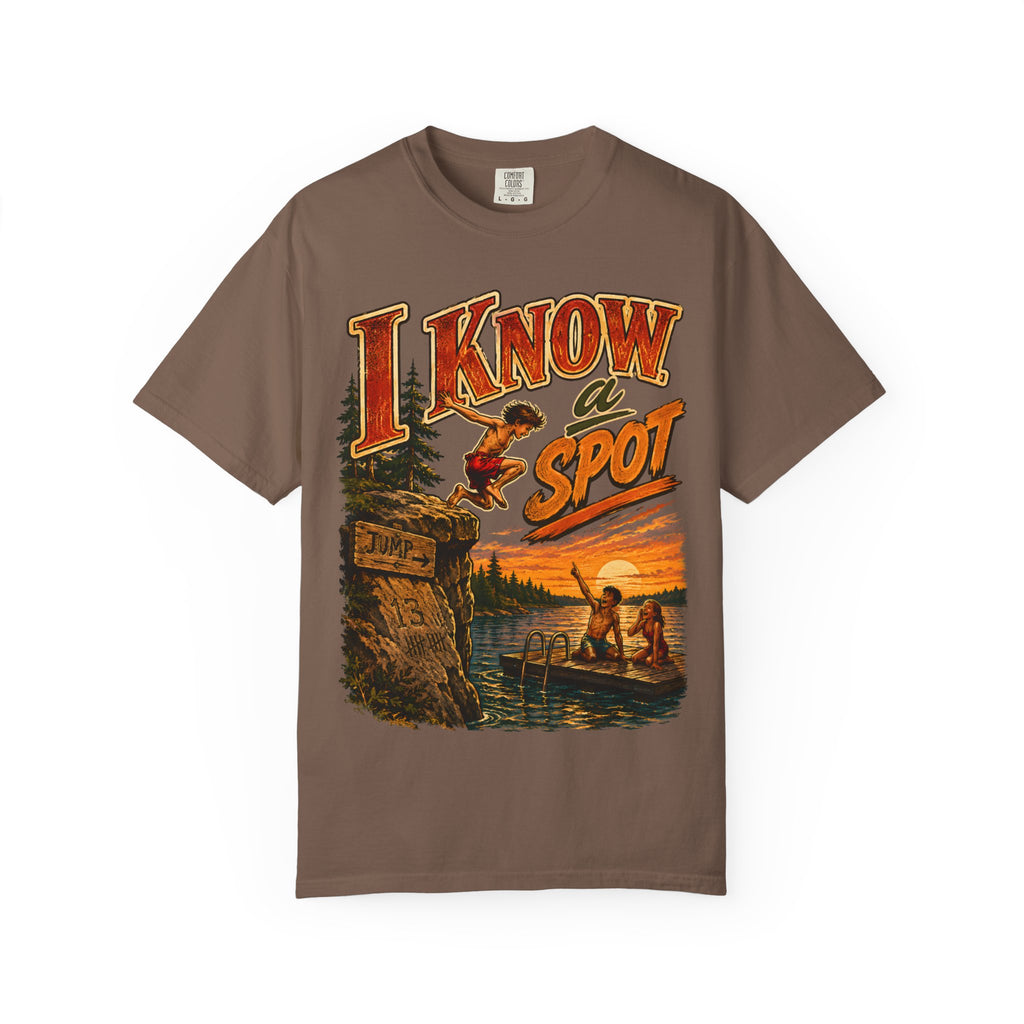 I Know a Spot — Vintage Lake Jumping Summer Camping Tee