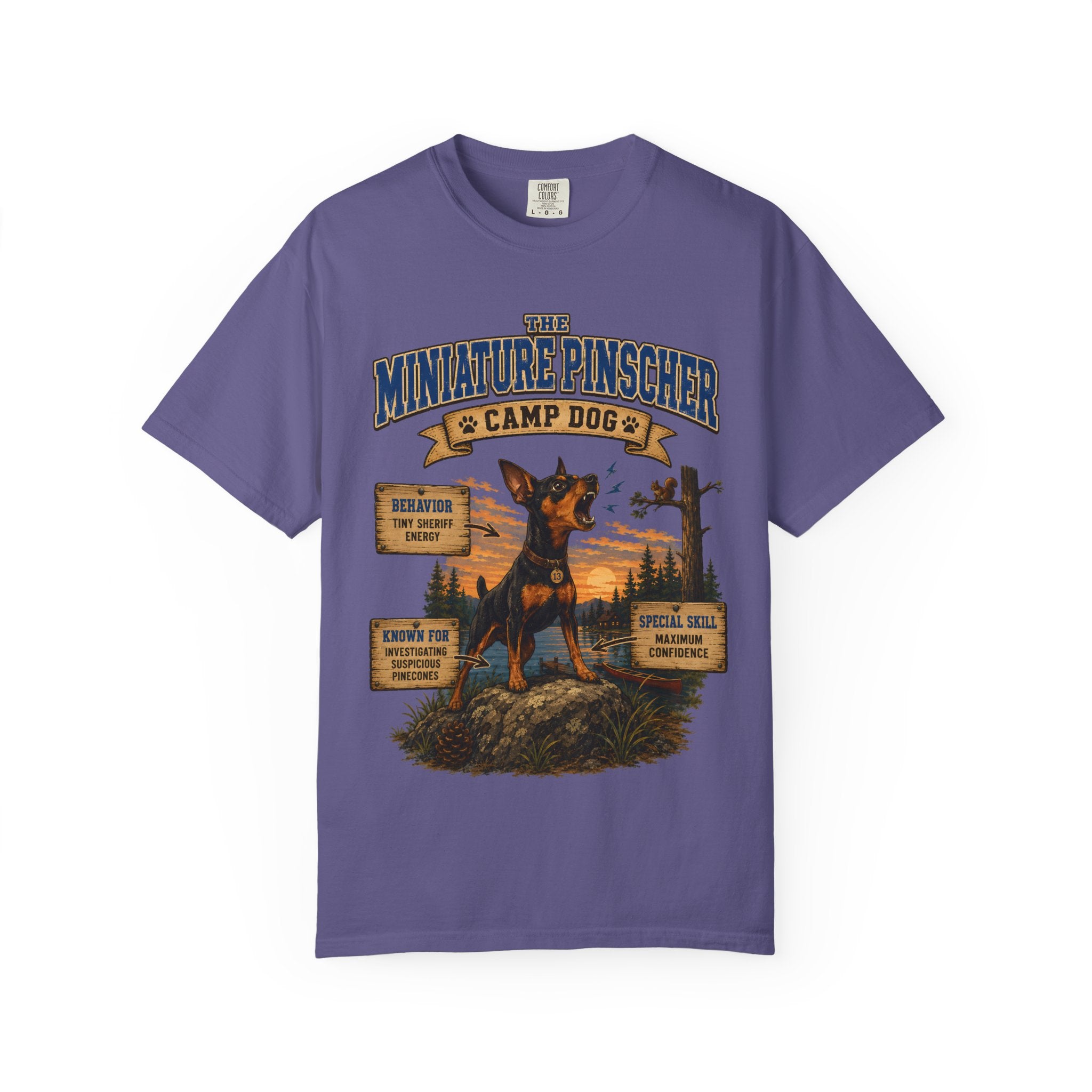 Miniature Pinscher Camp Dog - Tiny Sheriff Energy Tee