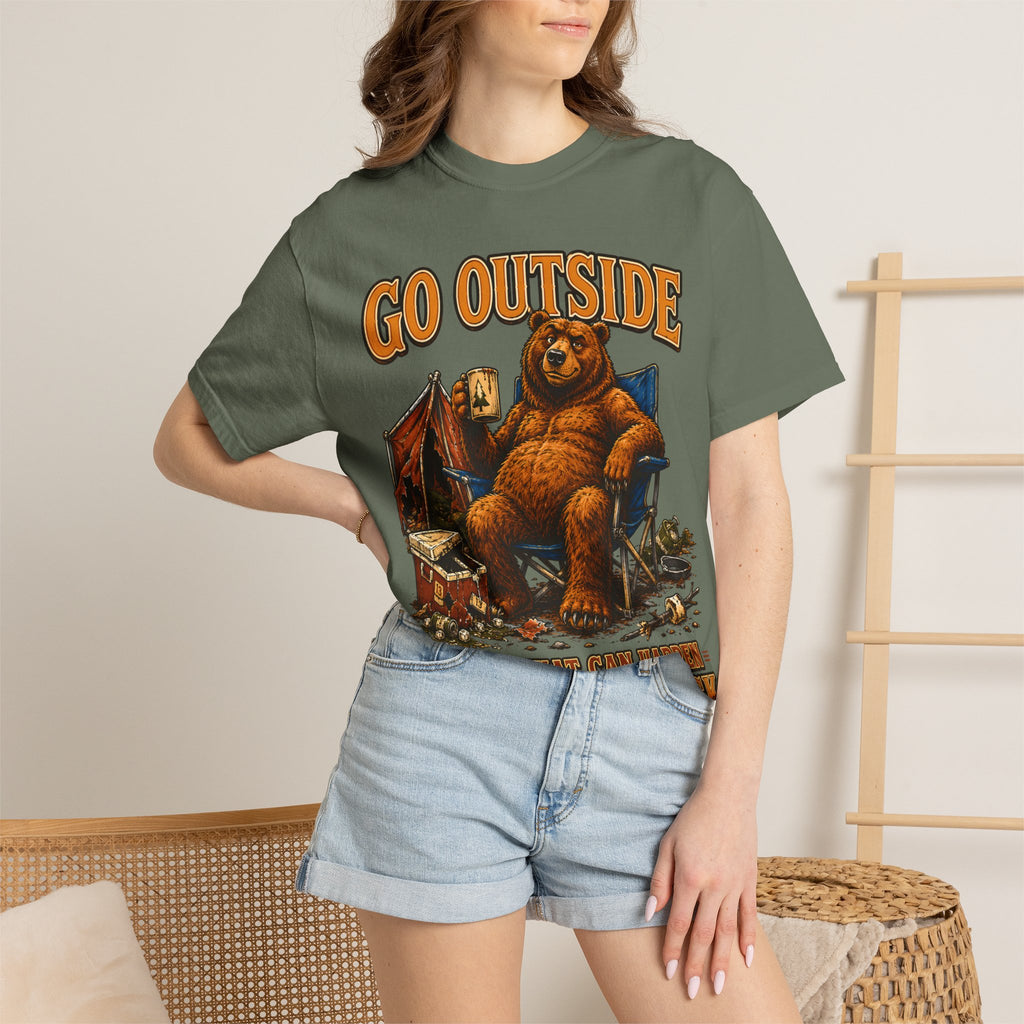 Go Outside Worst That Can Happen Is A Bear Attack Camp Tee