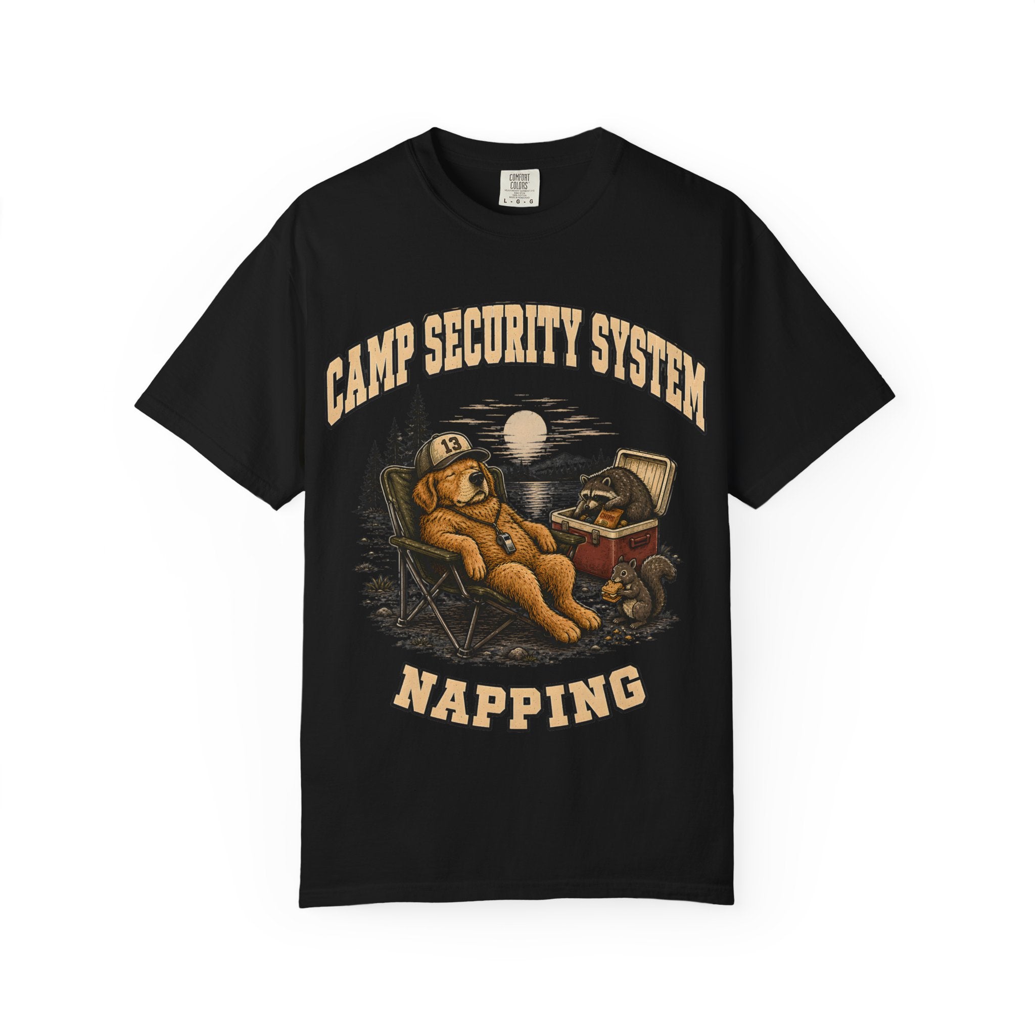 Camp Security System Napping — Funny Camping Dog Tee