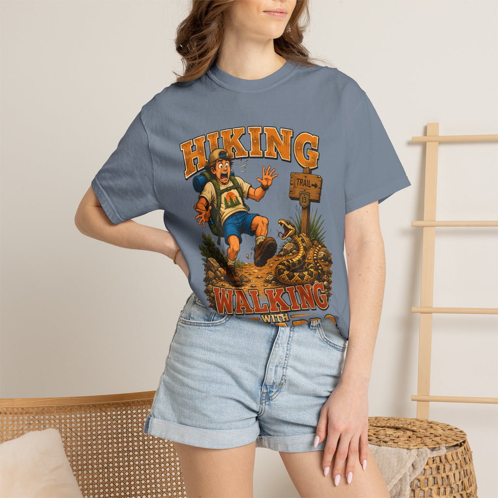 Hiking Walking With Hazards — Funny Rattlesnake Trail Tee