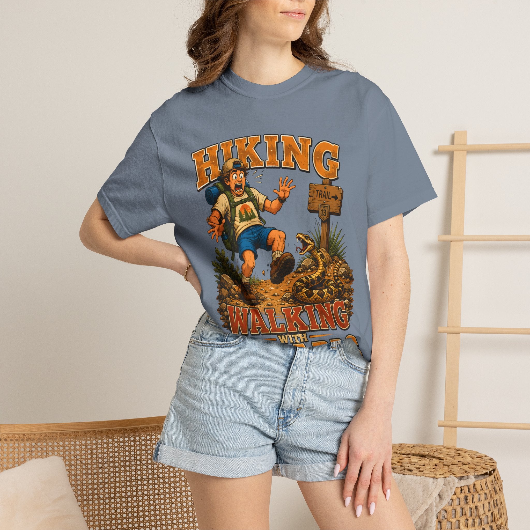 Hiking Walking With Hazards — Funny Rattlesnake Trail Tee