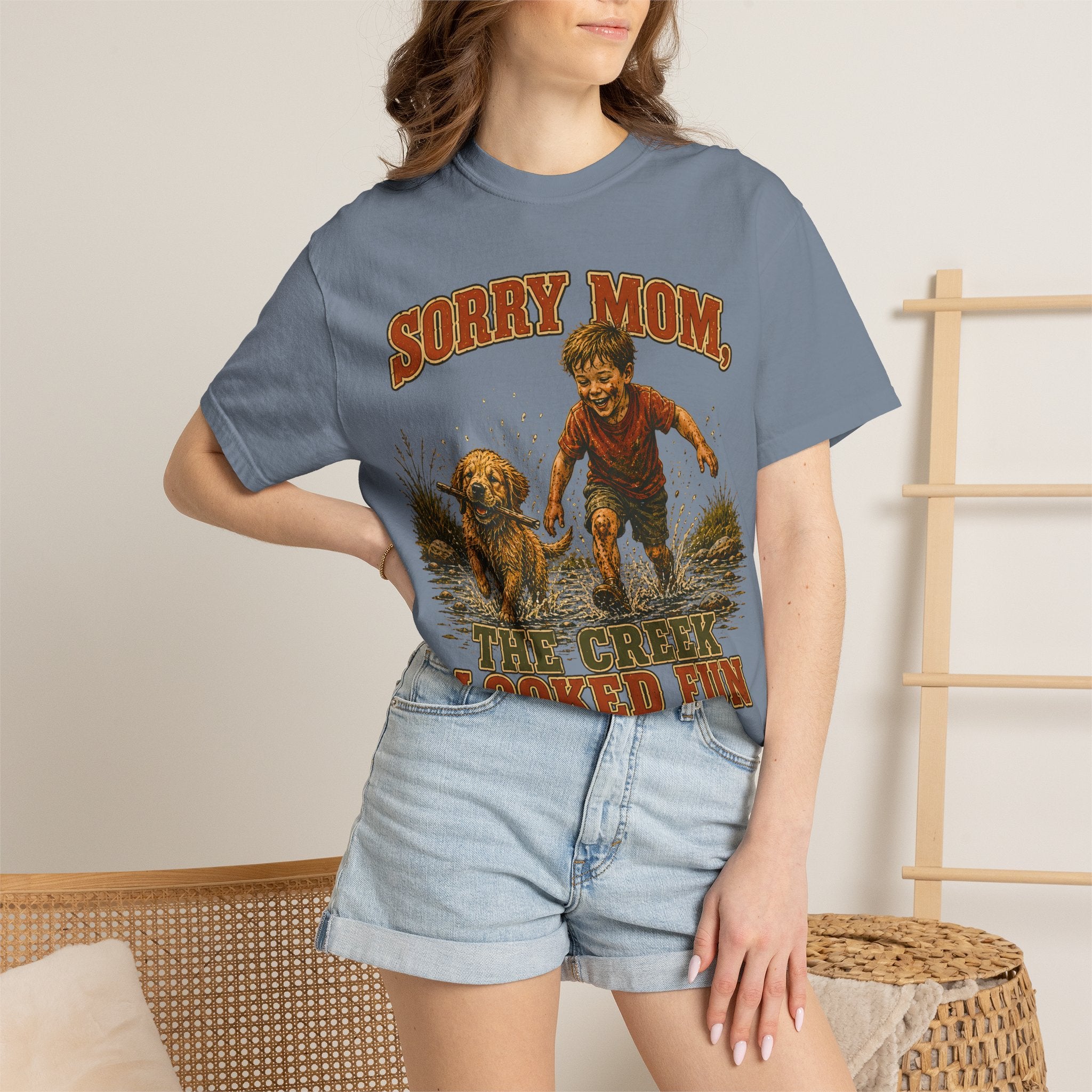 Sorry Mom The Creek Looked Fun — Vintage Camping Humor Tee