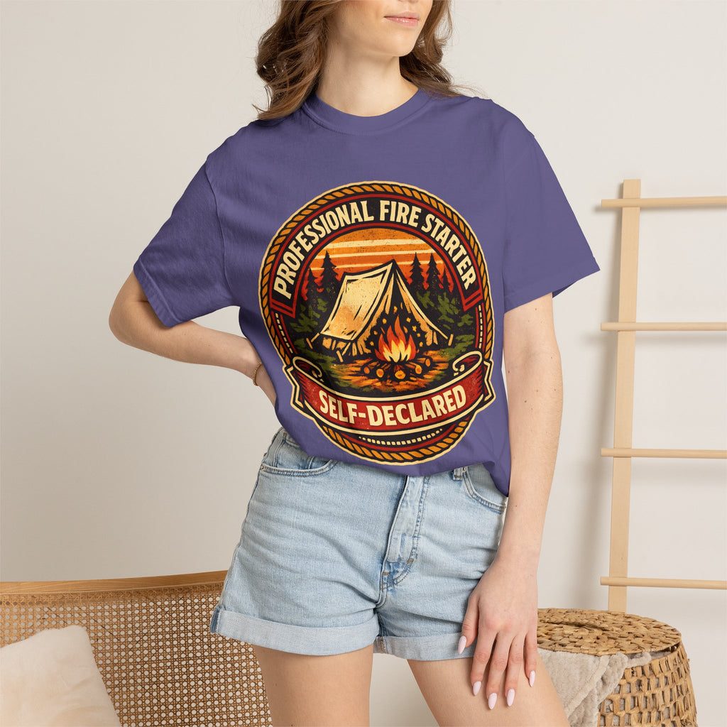 Professional Fire Starter Self-Declared — Funny Camping Tee
