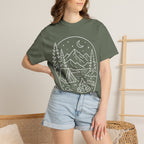 Mountain Campsite Night Scene Shirt — Cream Ink Camping Tee