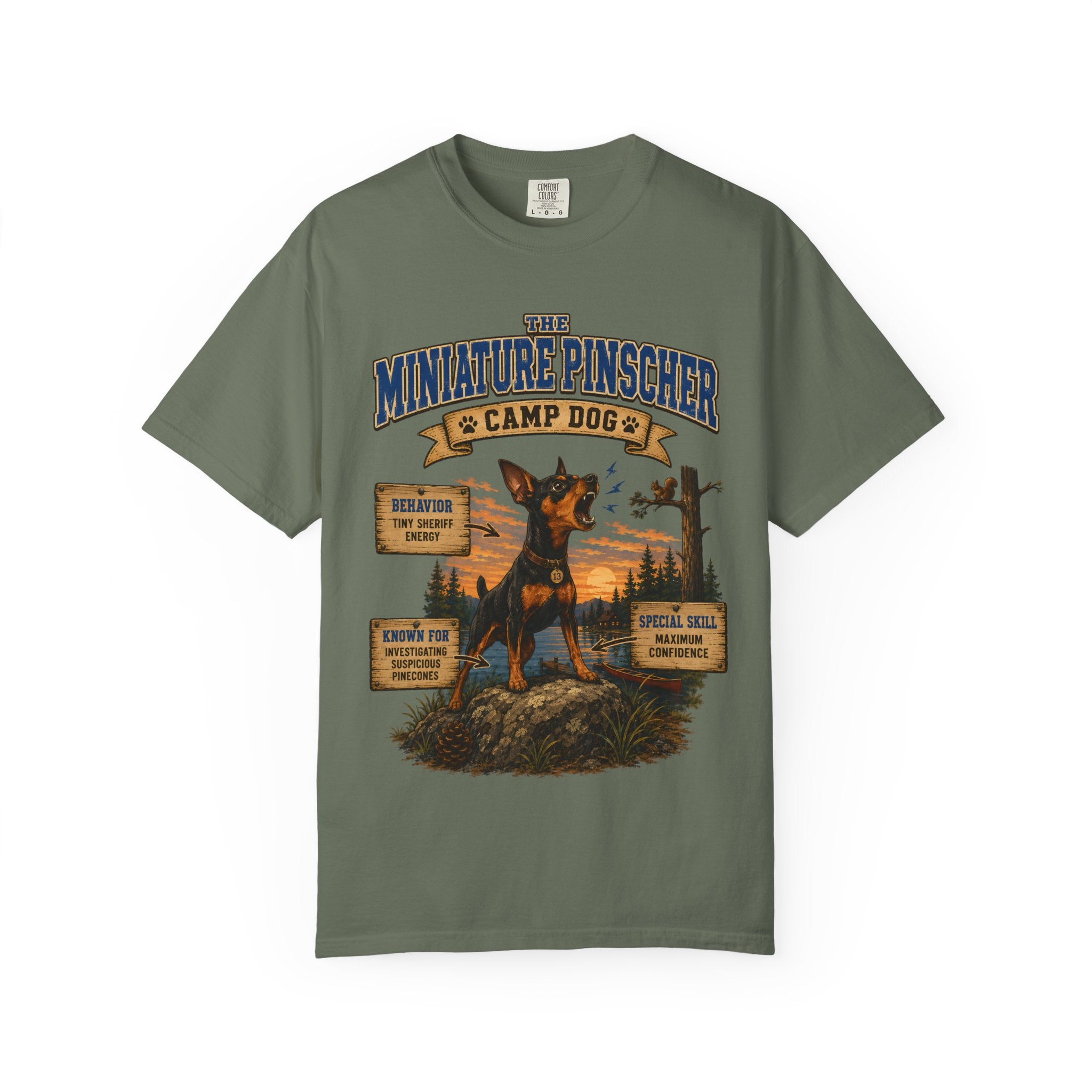 Miniature Pinscher Camp Dog - Tiny Sheriff Energy Tee