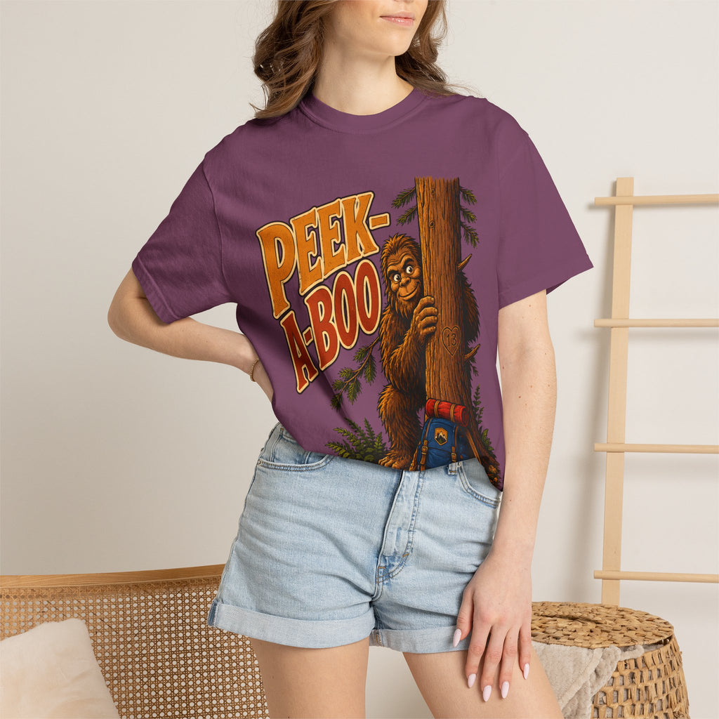Peek-A-Boo Bigfoot — Funny Sasquatch Hiking Camping Tee