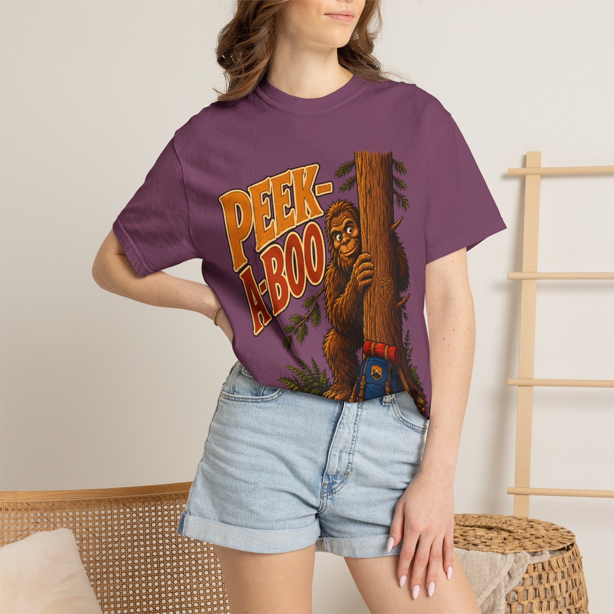 Peek-A-Boo Bigfoot — Funny Sasquatch Hiking Camping Tee