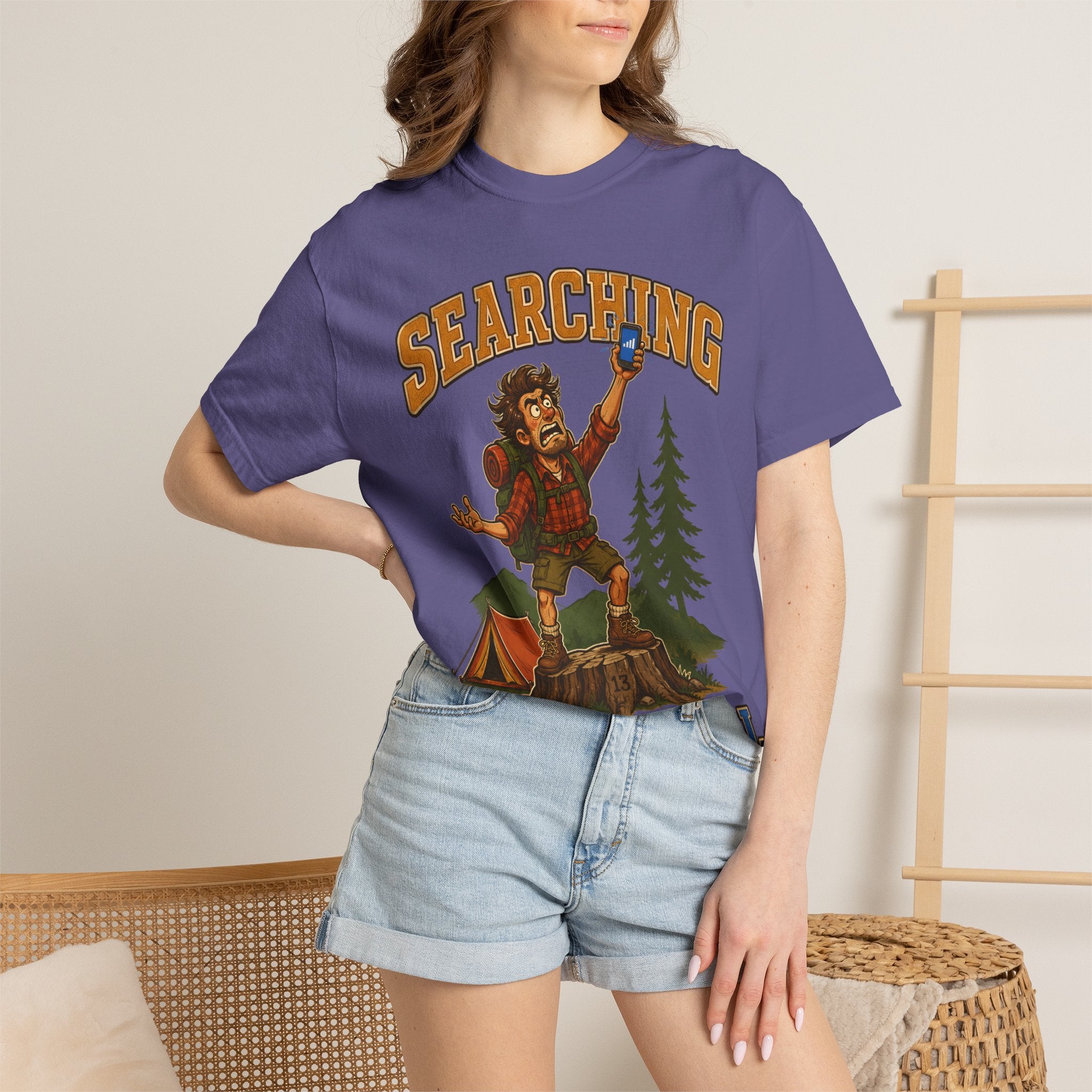 Searching for Signal — Funny Camping No Cell Service Tee