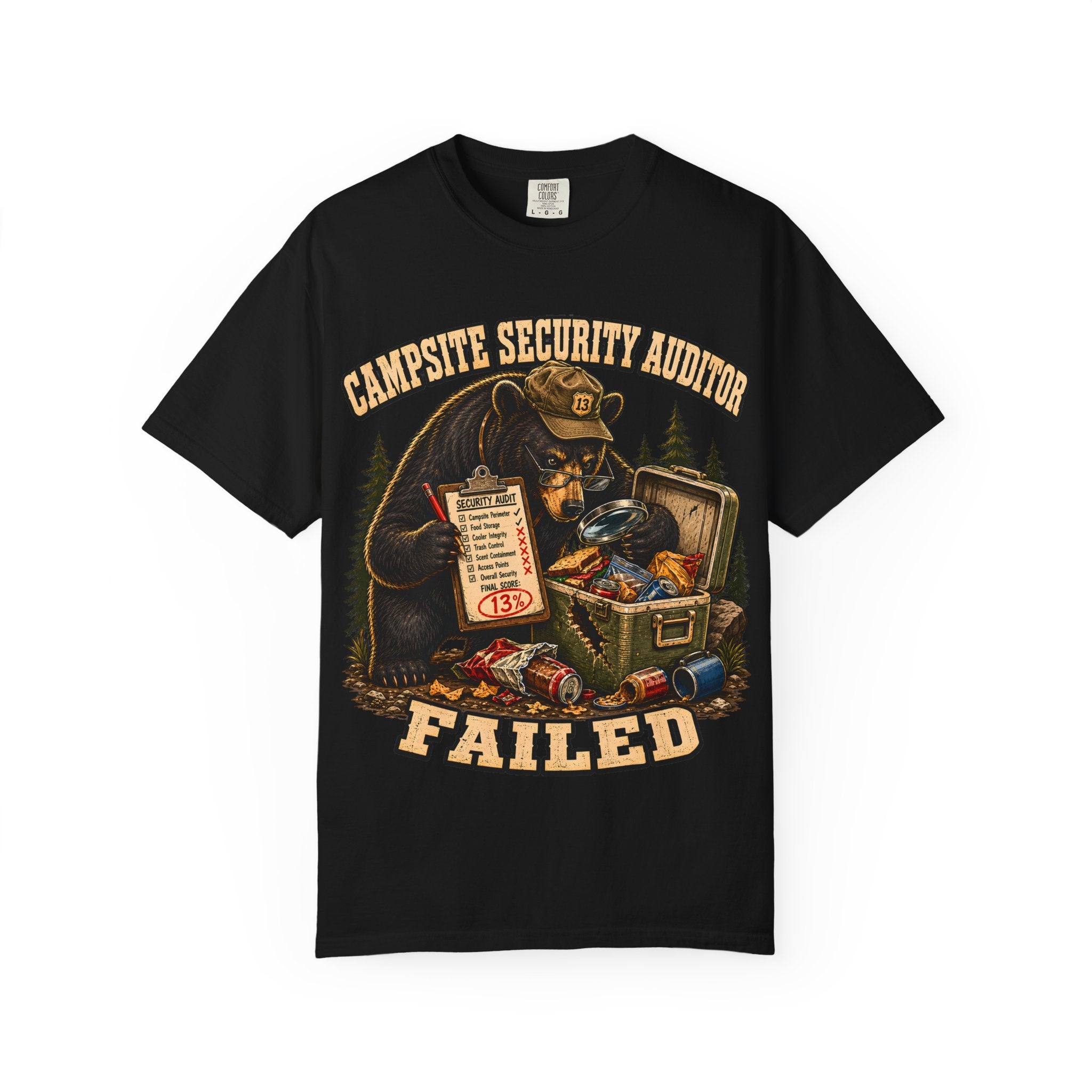 Campsite Security Auditor Failed — Funny Bear Camping Tee