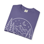 Mountain Campsite Night Scene Shirt — Cream Ink Camping Tee