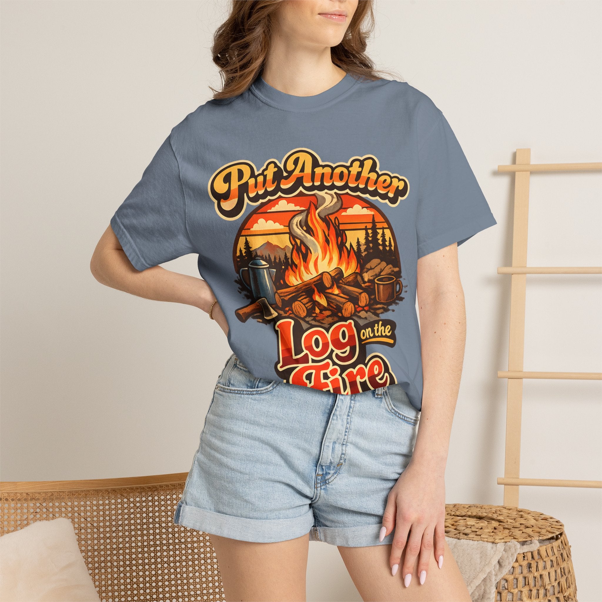 Put Another Log on the Fire — Retro Campfire Tee