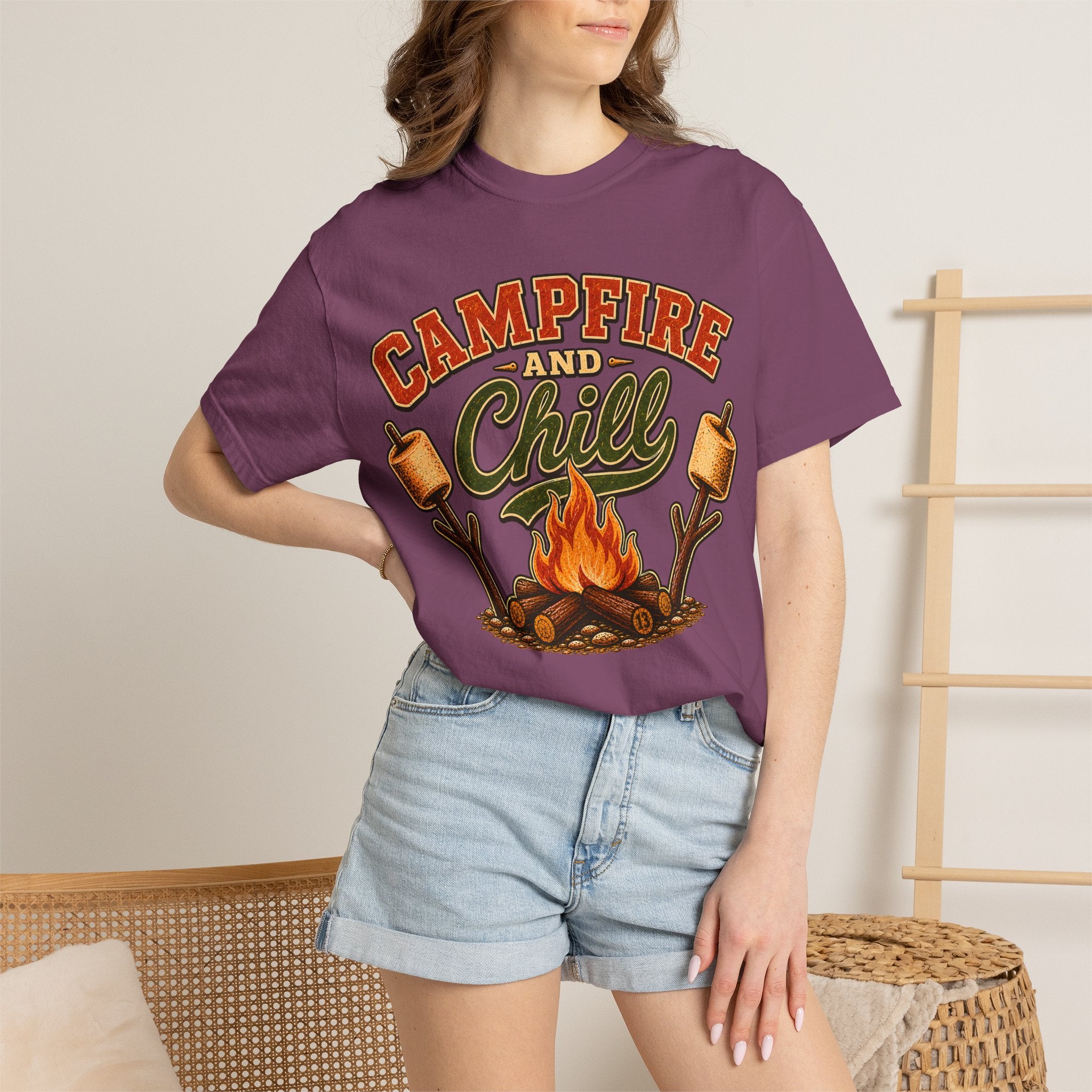 Campfire and Chill — Vintage Camping Marshmallow Humor Tee
