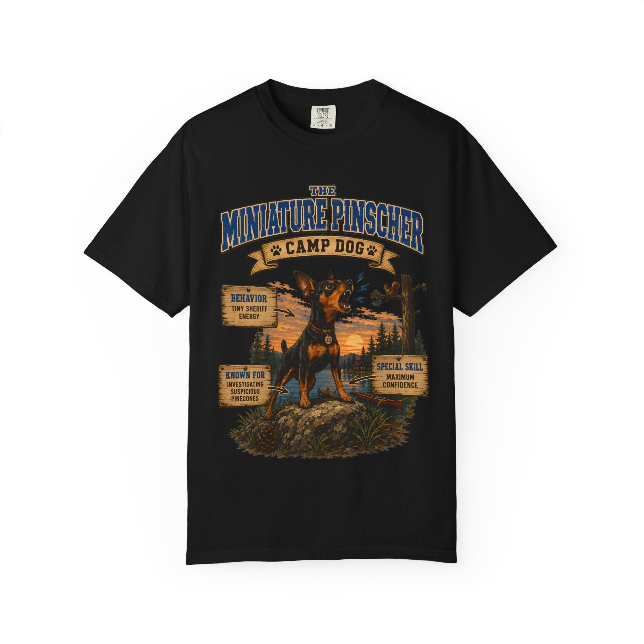 Miniature Pinscher Camp Dog - Tiny Sheriff Energy Tee