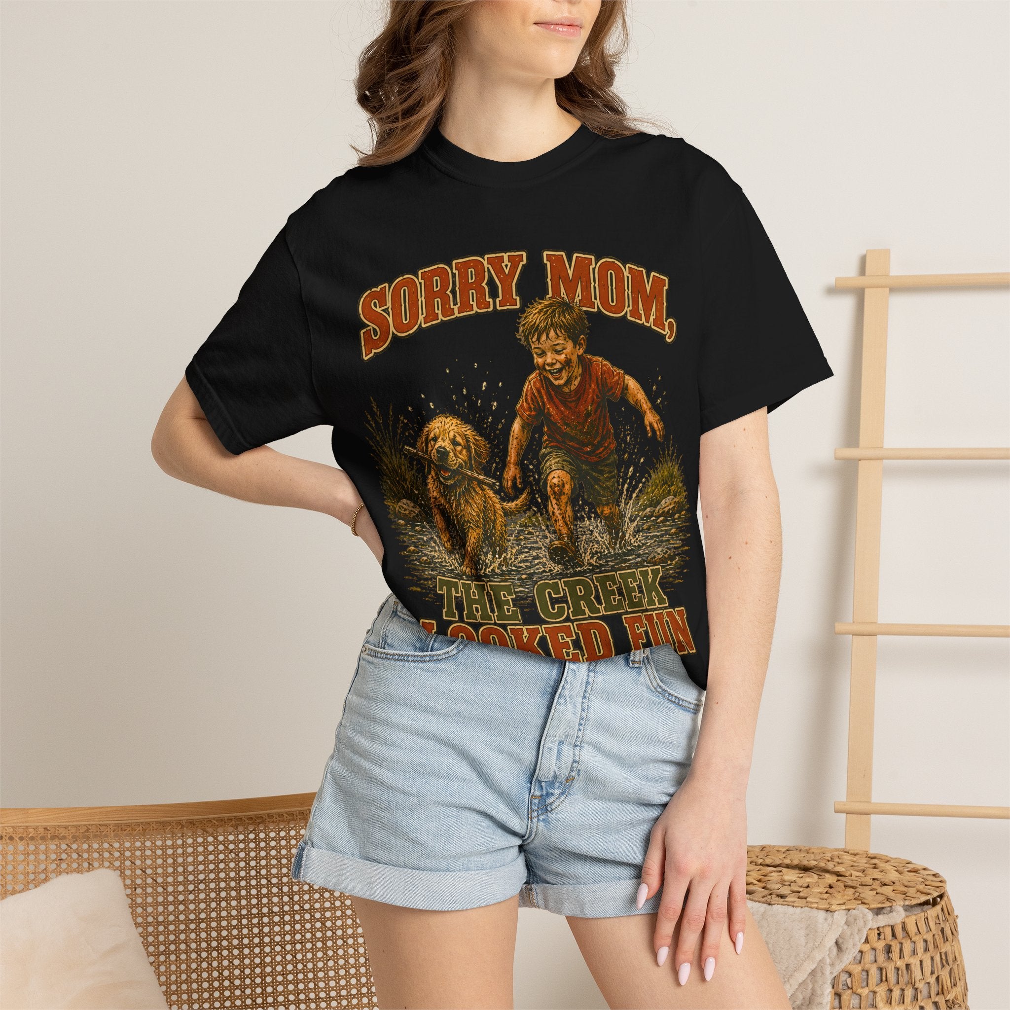Sorry Mom The Creek Looked Fun — Vintage Camping Humor Tee