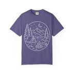 Mountain Campsite Night Scene Shirt — Cream Ink Camping Tee