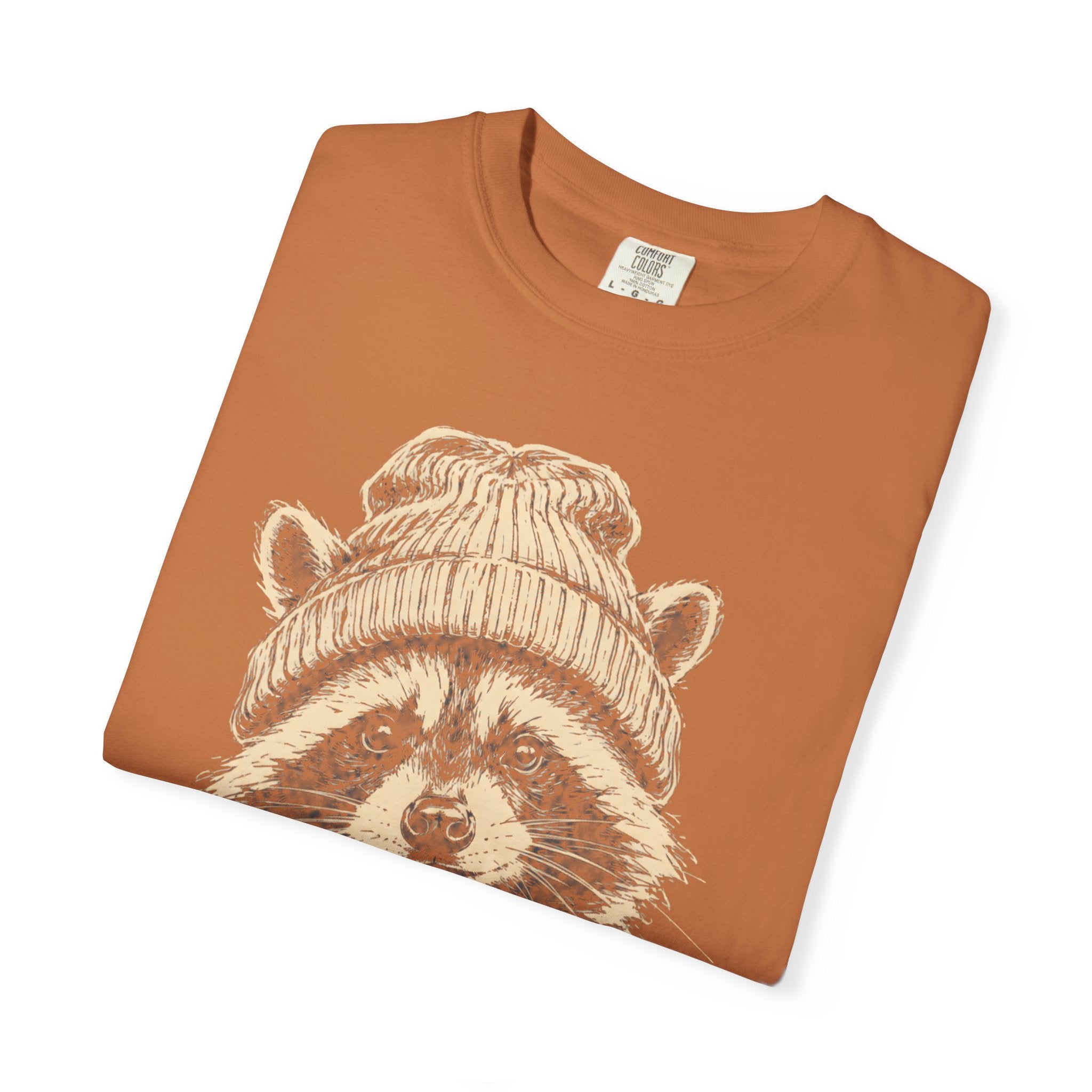 Raccoon in a Beanie — Vintage Sketch Wildlife Outdoor Tee