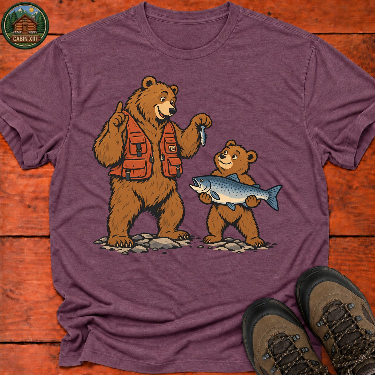Father And Son Bear T-Shirt — Heather Maroon