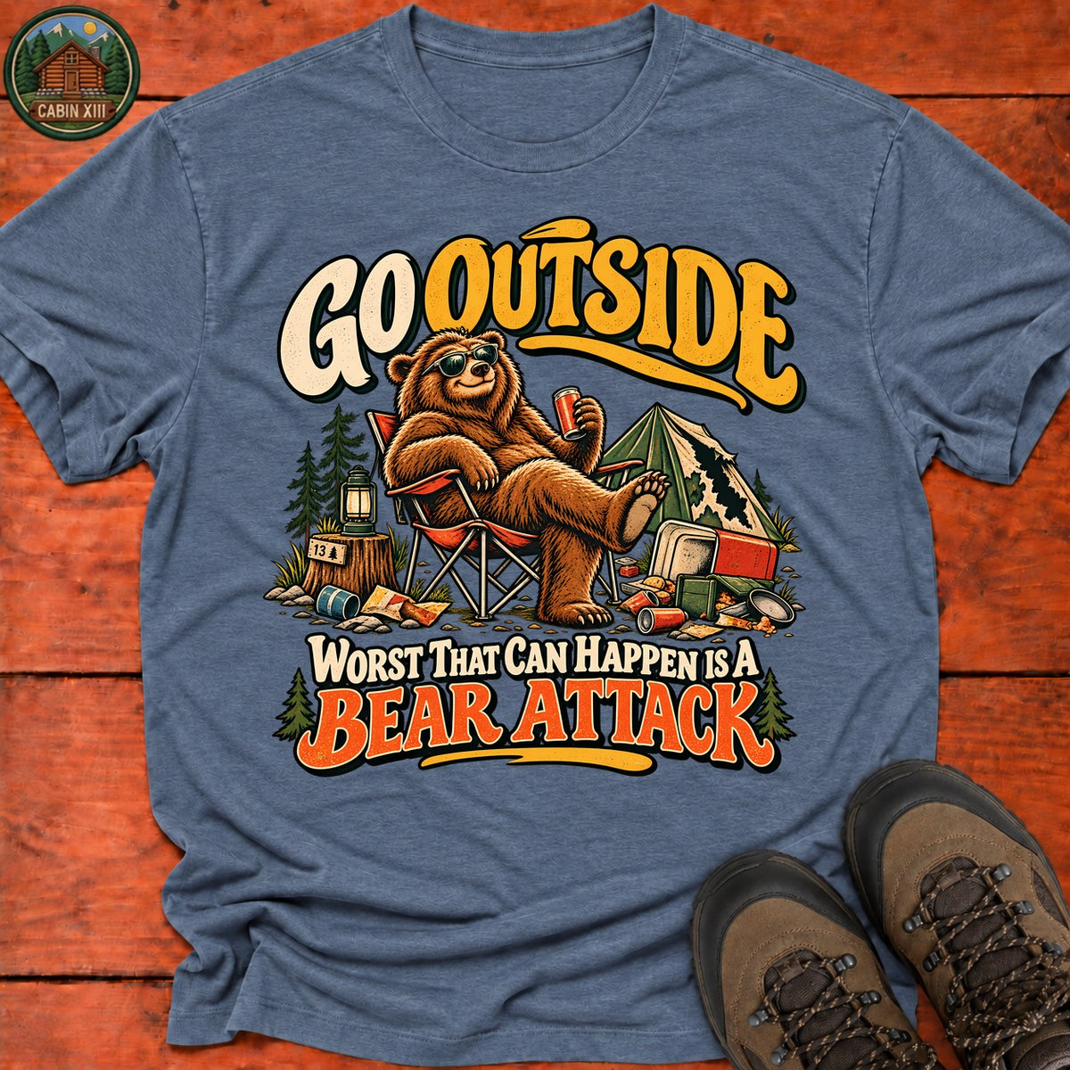 Bear Attack V2 T-Shirt — Heather Indigo