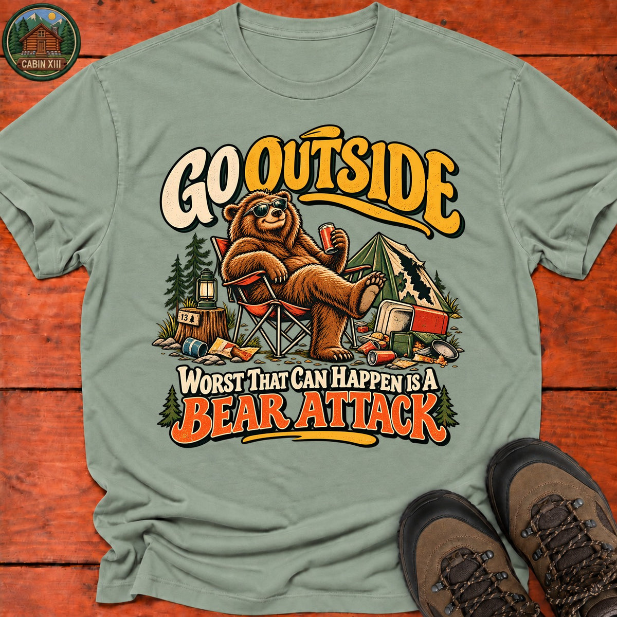 Bear Attack V2 T-Shirt — Sage