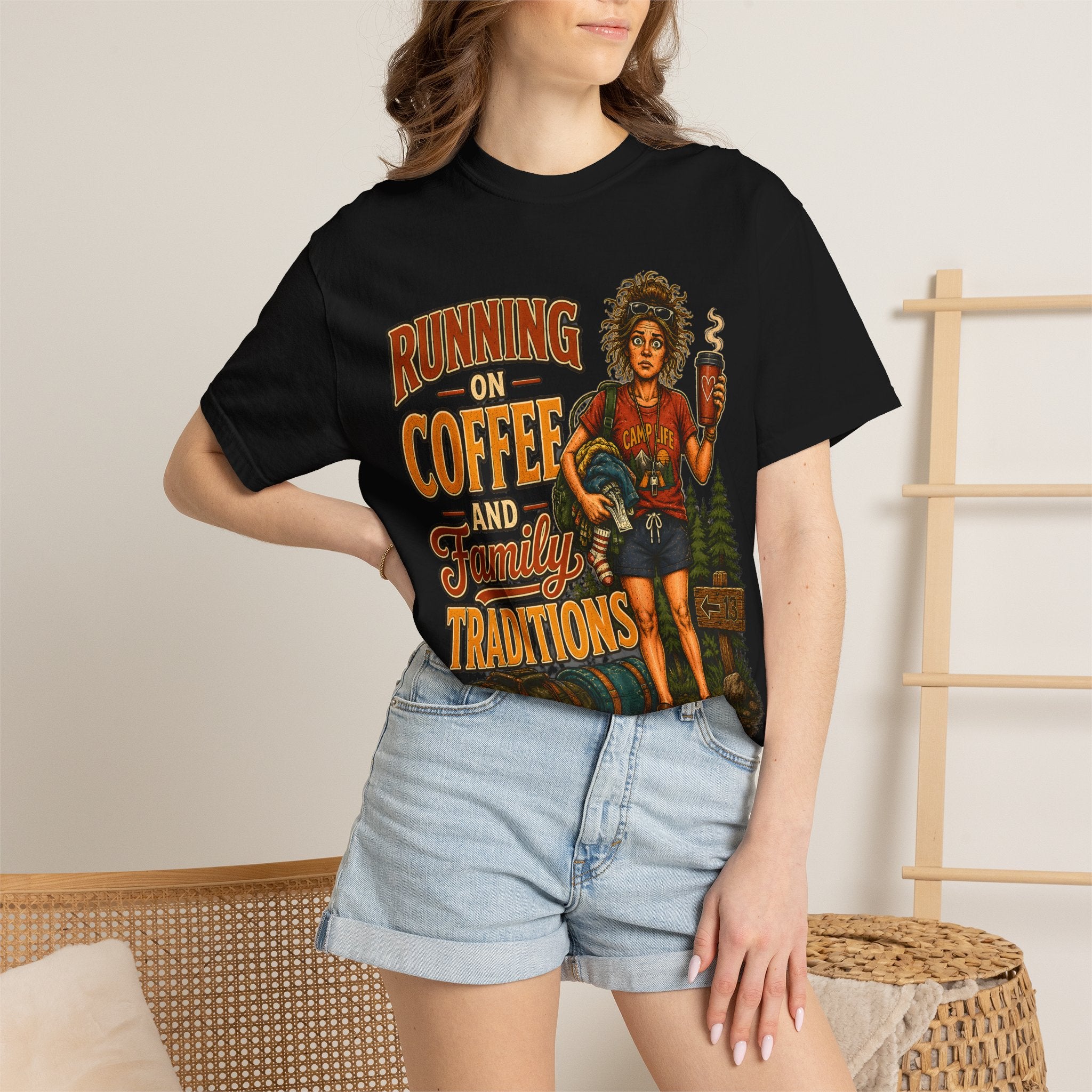 Running on Coffee and Family Traditions — Camping Humor Tee