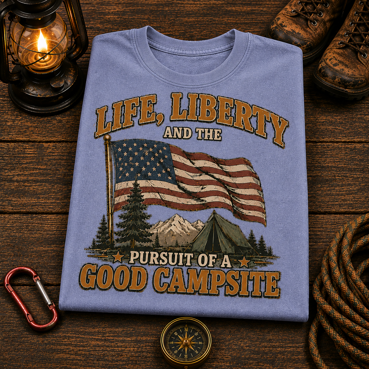 4th of July Camping Comfort Colors Tee