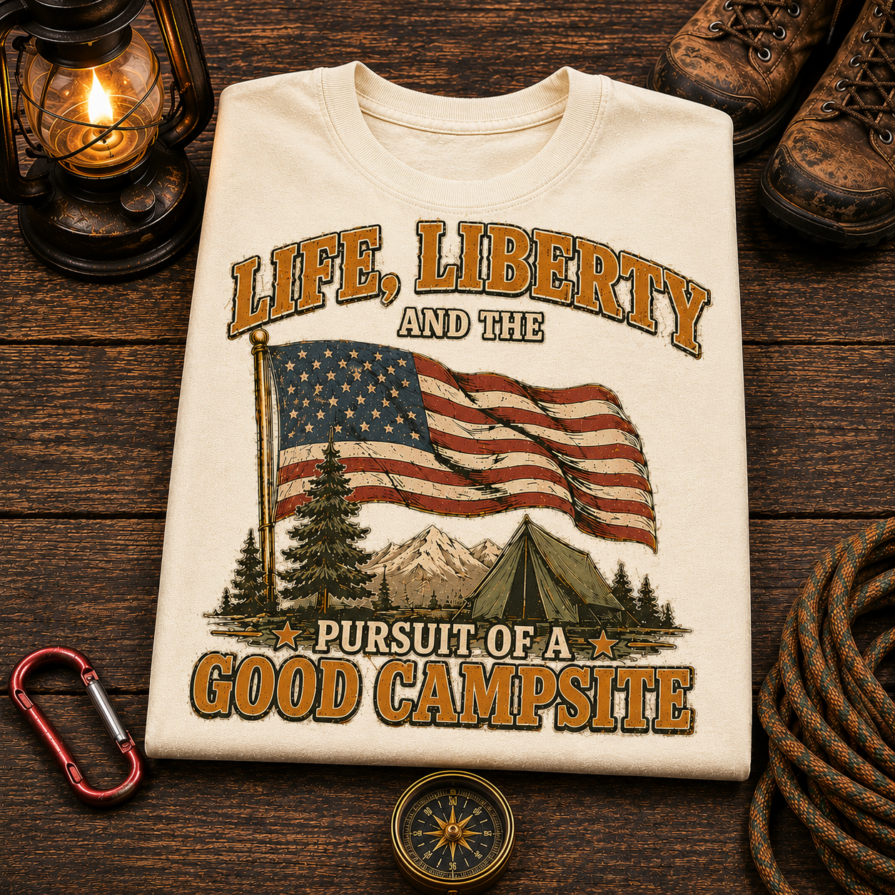 4th of July Camping Comfort Colors Tee
