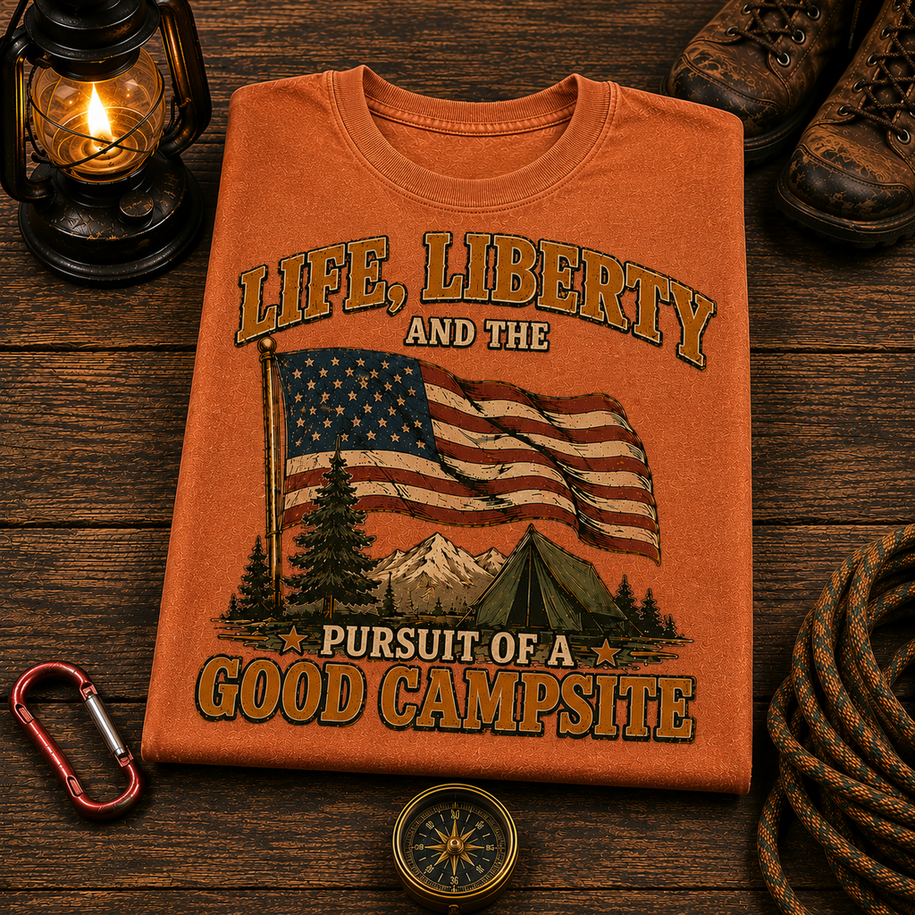 4th of July Camping Comfort Colors Tee