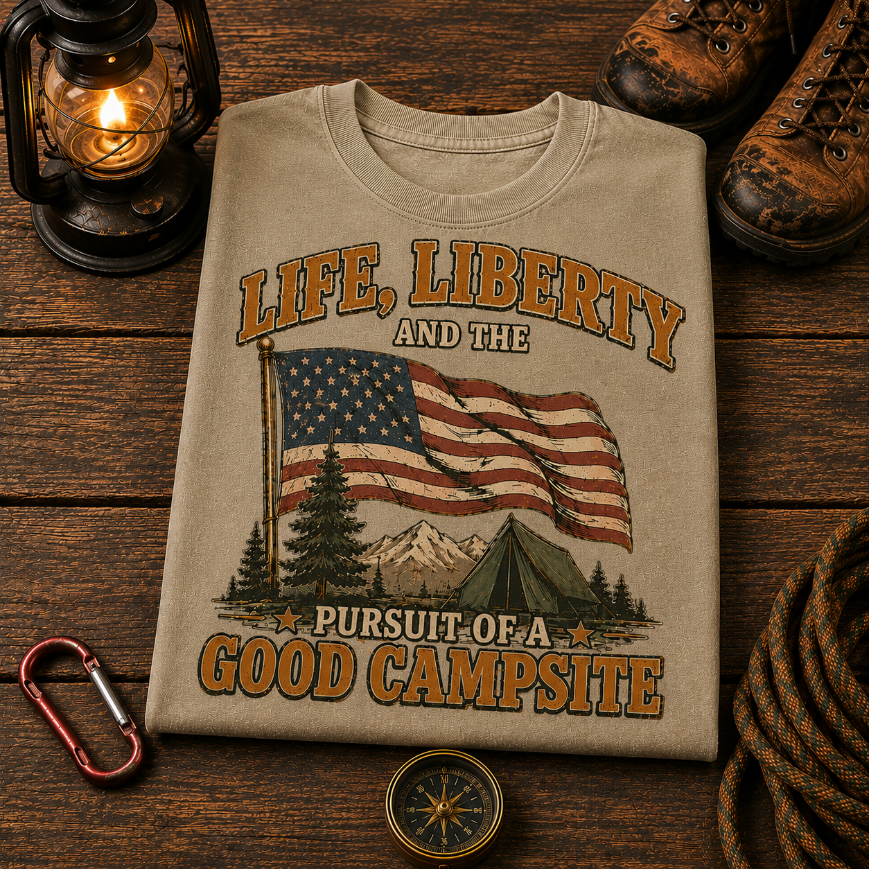 4th of July Camping Comfort Colors Tee