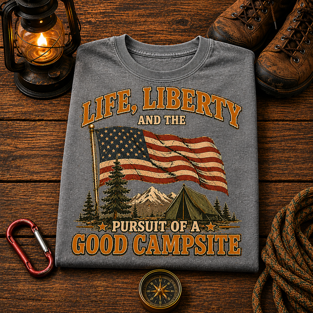 4th of July Camping Comfort Colors Tee